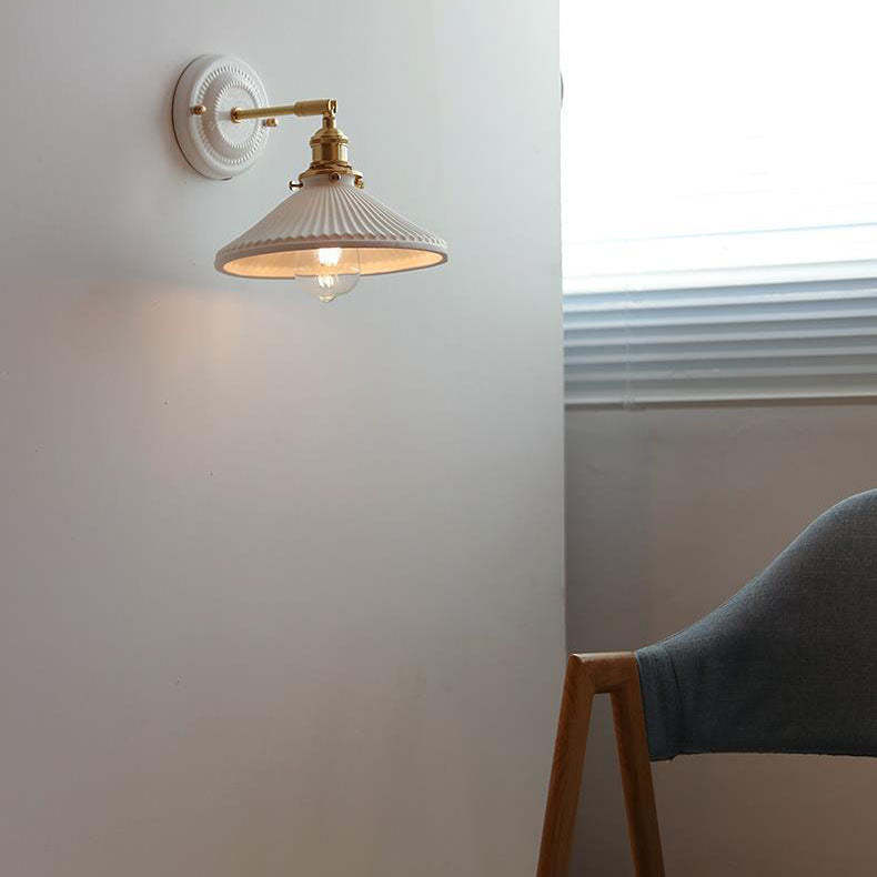 Vintage Japanese Ceramic Brass Sconce