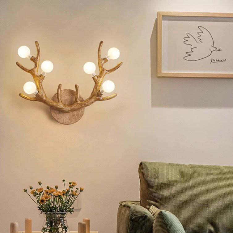 Nordic Resin Antler Branch Glass Ball Sconce