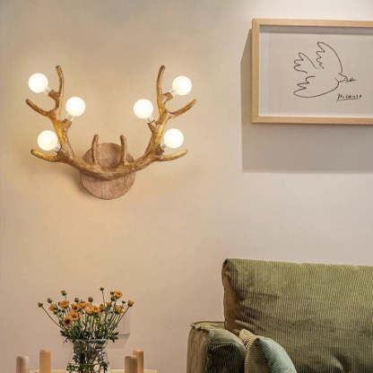 Nordic Resin Antler Branch Glass Ball Sconce