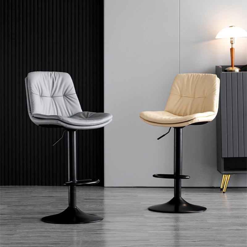 Nordic Leather Metal Pedestal Bar Stool