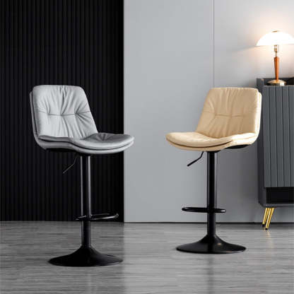 Nordic Leather Metal Pedestal Bar Stool
