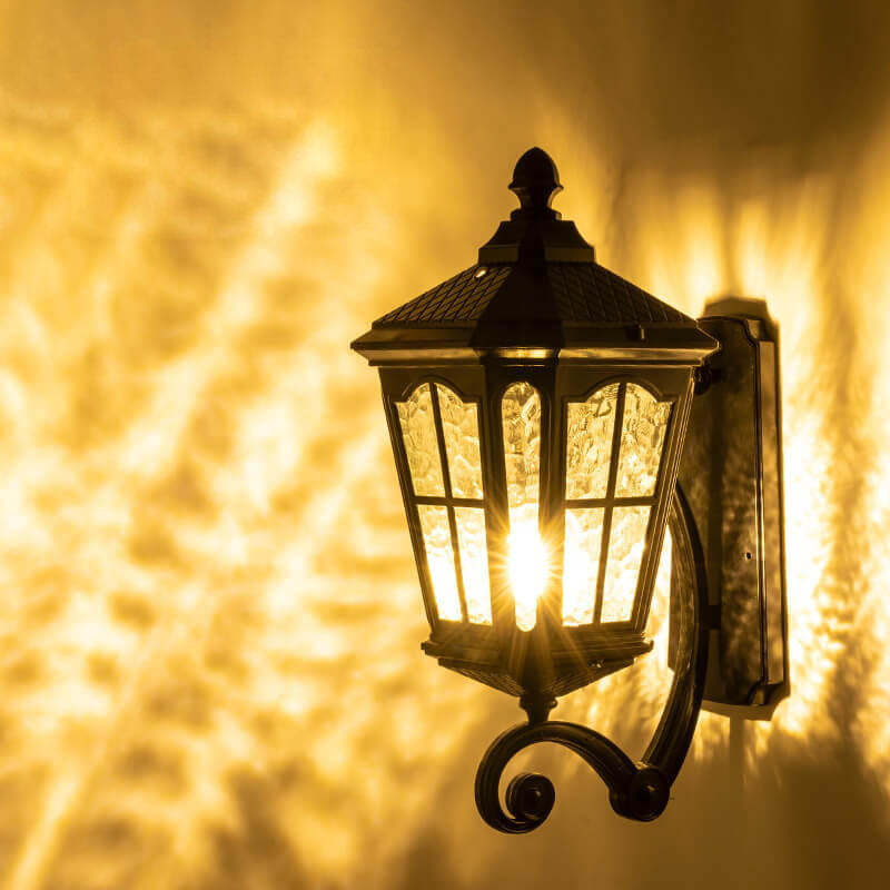 European Lantern Aluminum Glass Outdoor Wall Sconce — Bronze / 110V-120V For US/CA
