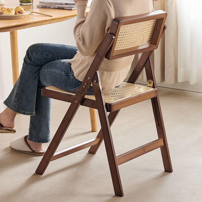 Minimalist Foldable Rattan Wood Dining Chair
