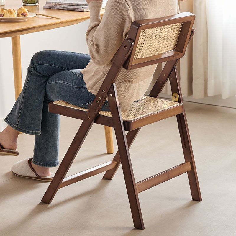 Minimalist Foldable Rattan Wood Dining Chair