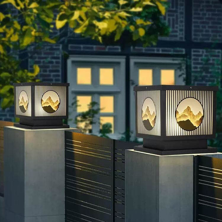 Solar Chinese Square Post LED Outdoor Landscape Light
