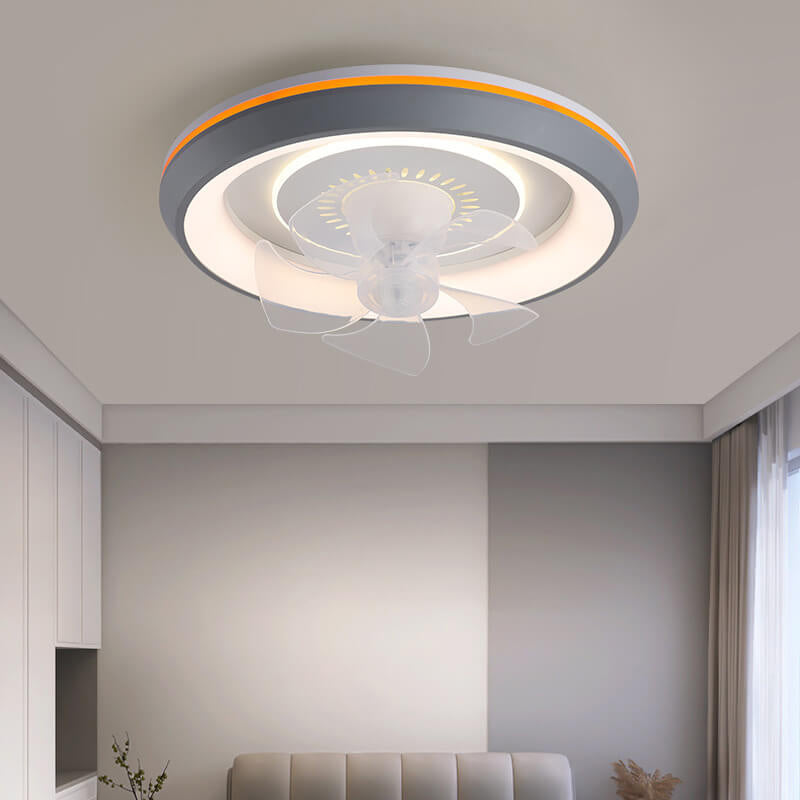 Minimalist Round Swing Inverter LED Flush Mount Fan Light