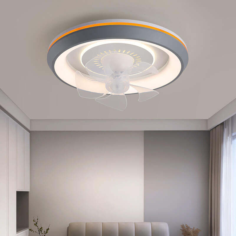 Minimalist Round Swing Inverter LED Flush Mount Fan Light