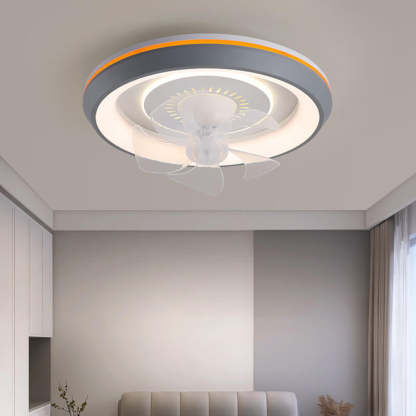 Minimalist Round Swing Inverter LED Flush Mount Fan Light