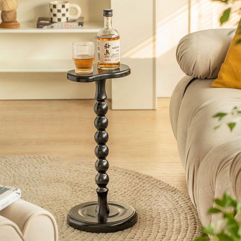 Vintage Wood Gourd Base End Table — Cherry Wood Color