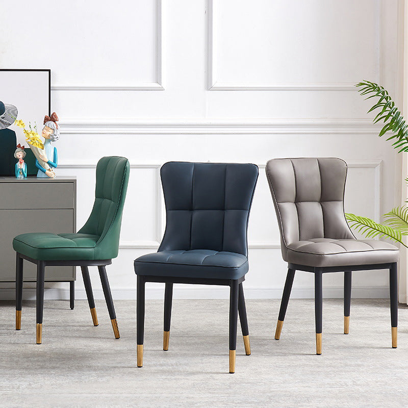 Nordic Lattice Leather Steel Dining Chair