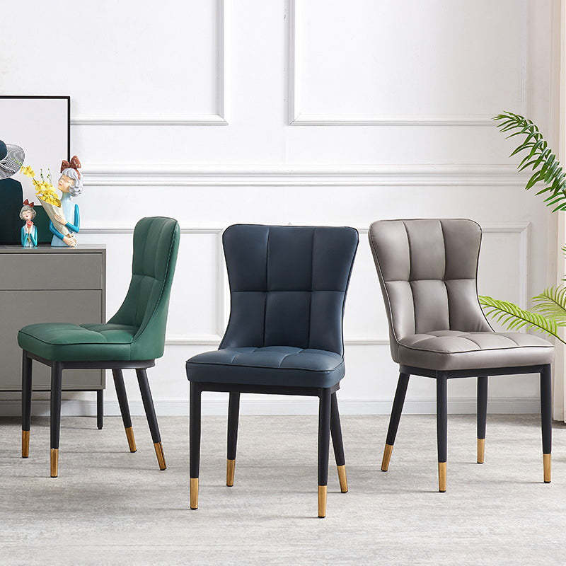 Nordic Lattice Leather Steel Dining Chair