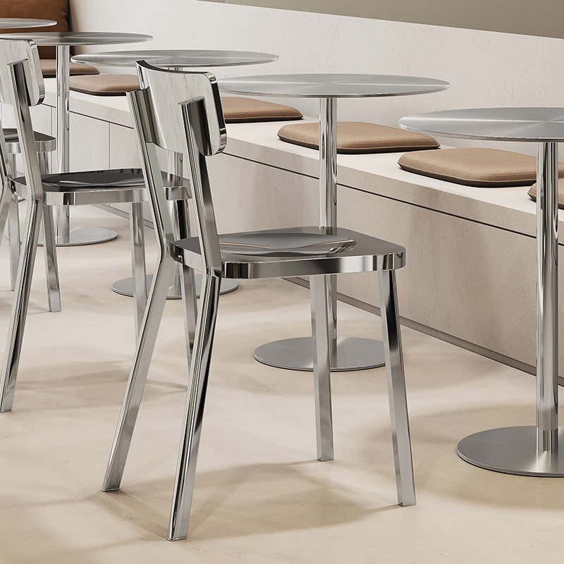 Minimalist Stainless Steel Four-Leg Chair — Silver Color