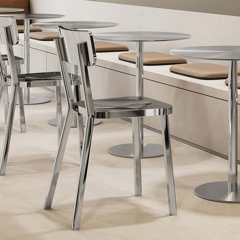 Minimalist Stainless Steel Four-Leg Chair — Silver Color