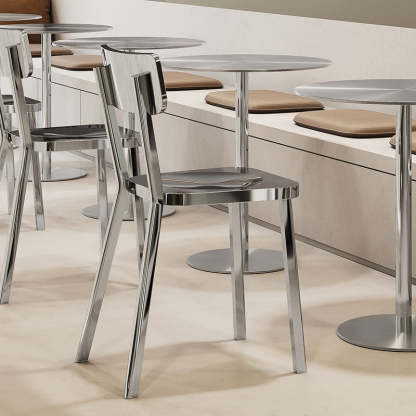 Minimalist Stainless Steel Four-Leg Chair — Silver Color