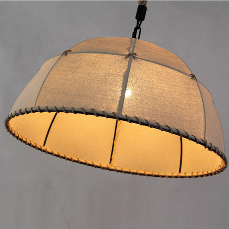 Traditional Rustic Fabric Semicircle Pendant Light