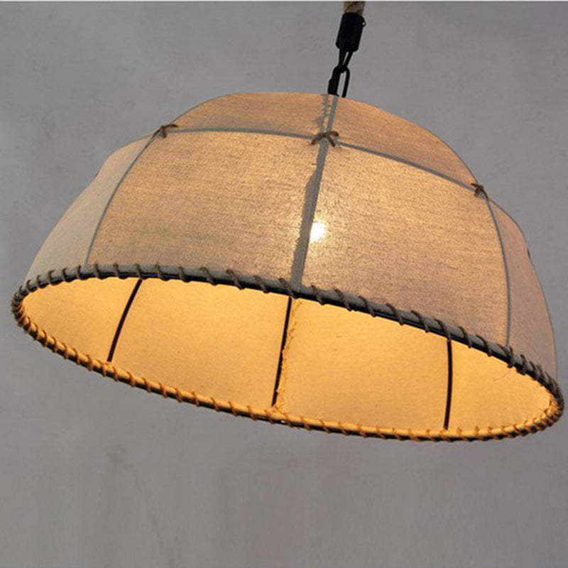 Traditional Rustic Fabric Semicircle Pendant Light
