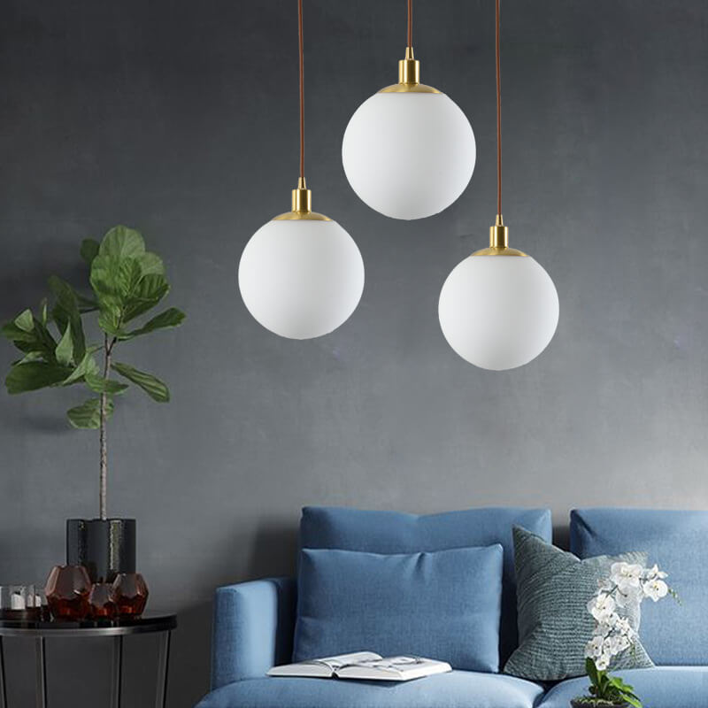 Nordic Minimalist White Orb Pendant Light