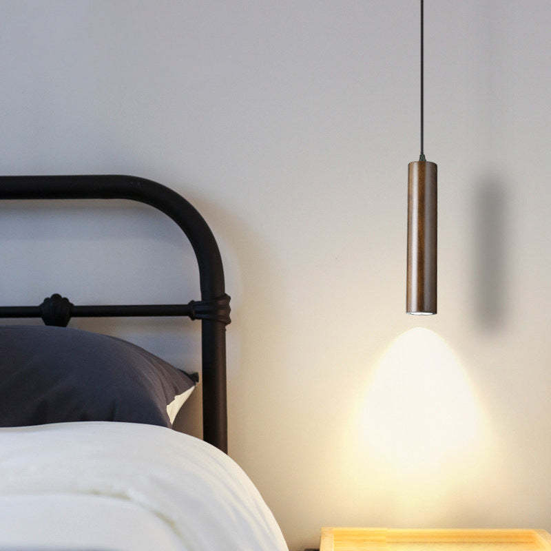 Minimalist Wood Cylinder LED Pendant Light