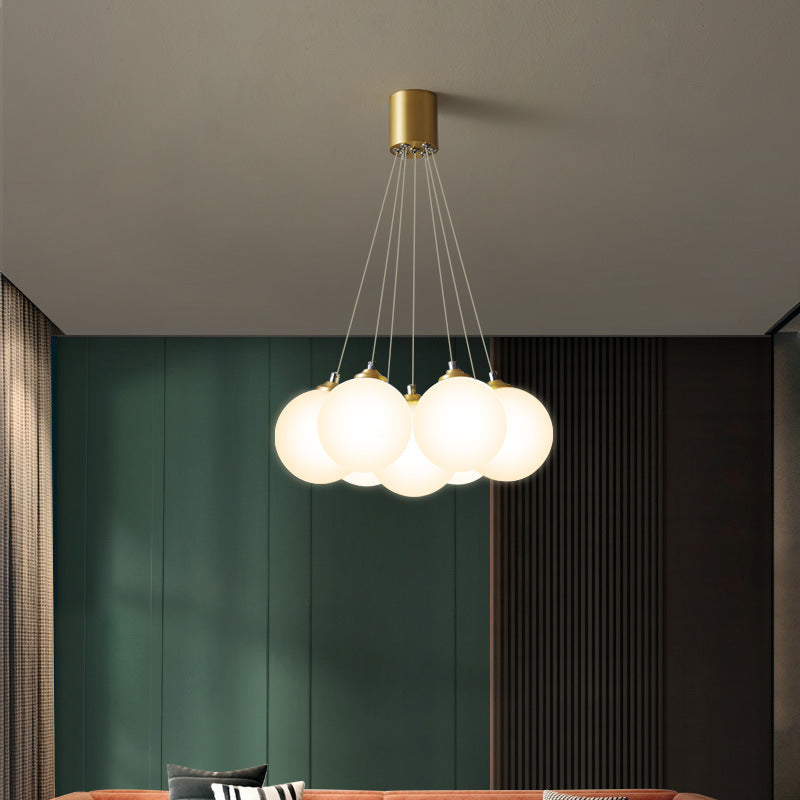Nordic Luxe Glass Balloon Brass Chandelier