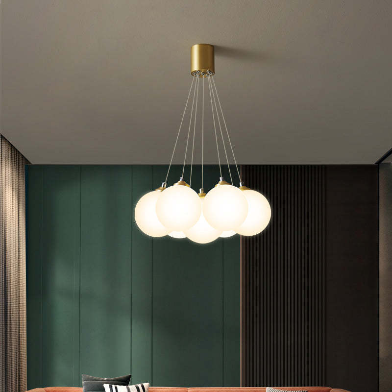 Nordic Luxe Glass Balloon Brass Chandelier