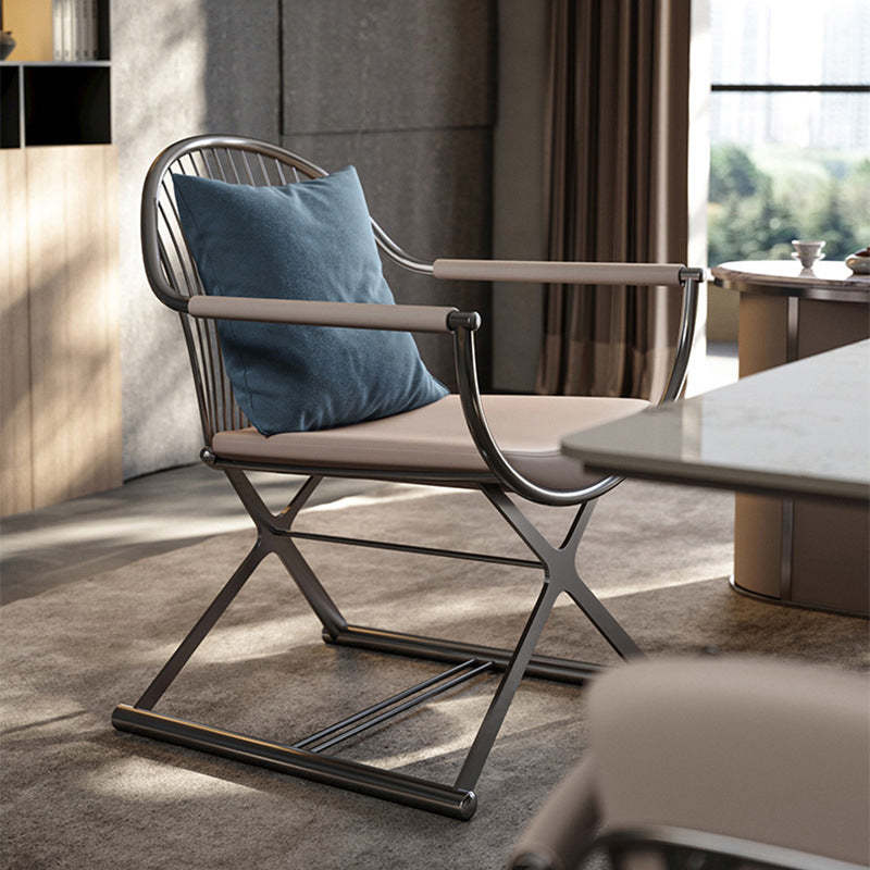 Modern Curved Microfiber Leather Dining Chair