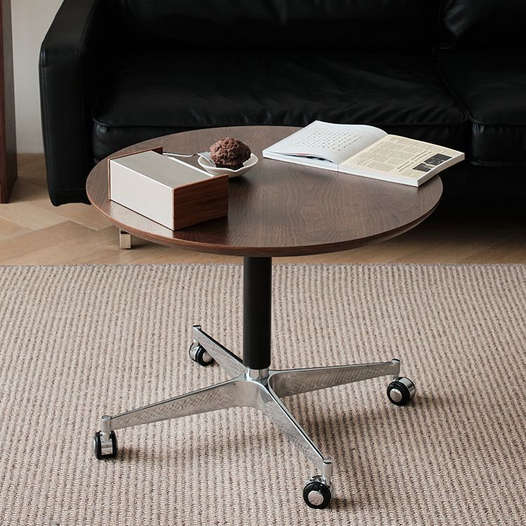 Contemporary Engineered Wood Adjustable Caster Coffee Table