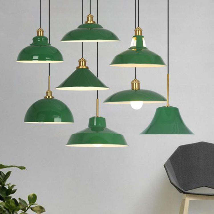 Industrial Vintage Green Iron Dome Cone Pendant