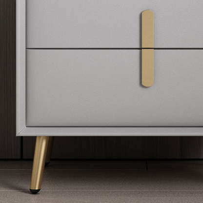 Modern Solid Wood Leather 2-Drawer Nightstand — Dark Gray