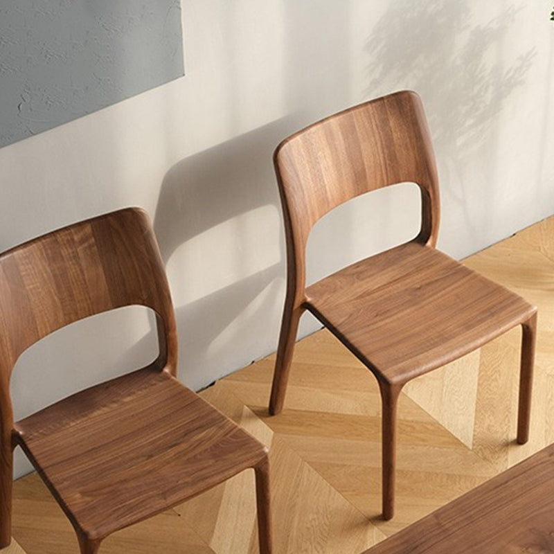 Retro Walnut Square Dining Chair