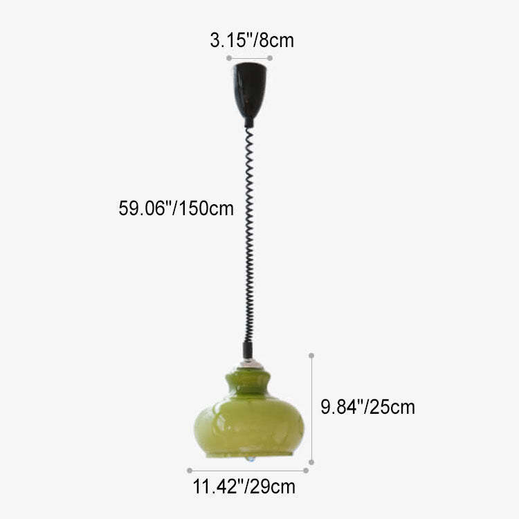 French Vintage Glass Gourd Pendant Light