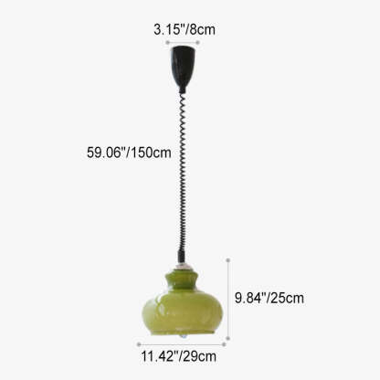 French Vintage Glass Gourd Pendant Light