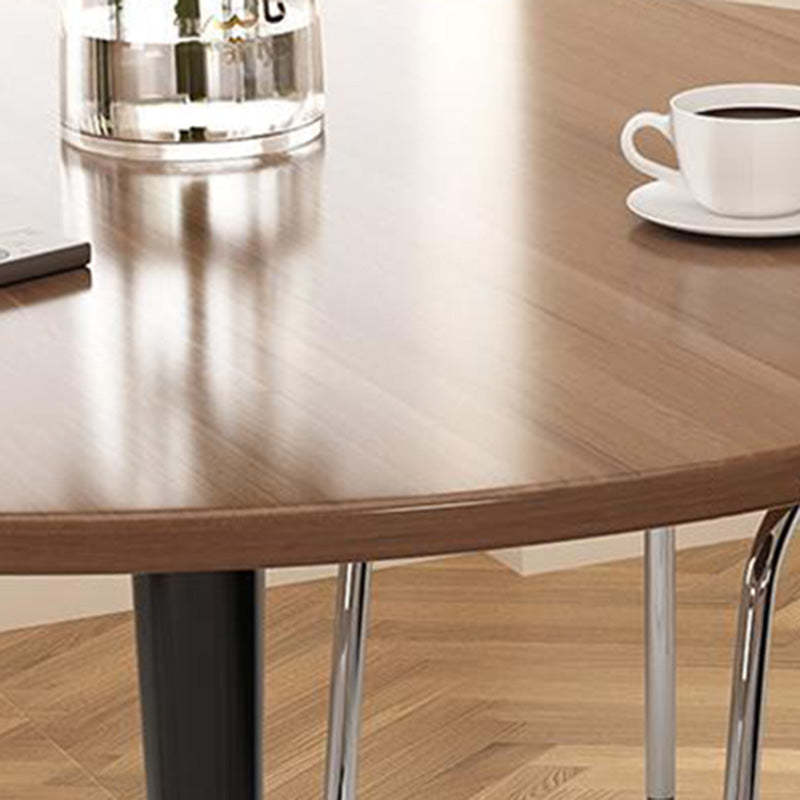 Modern Faux Wood Grain Steel End Table — Black