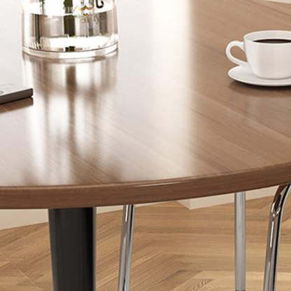 Modern Faux Wood Grain Steel End Table — Black