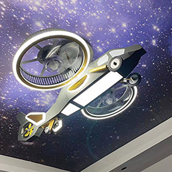 Cartoon aircraft kids ceiling fans in acrylic — 220V-240V (UK/AU)