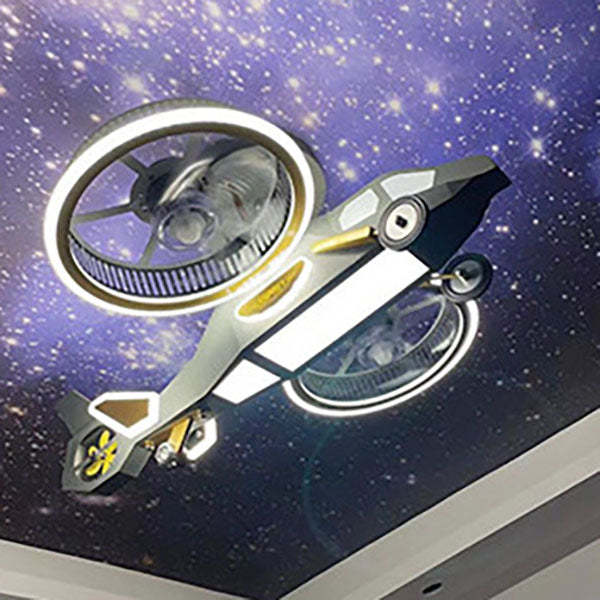Cartoon aircraft kids ceiling fans in acrylic — 220V-240V (UK/AU)