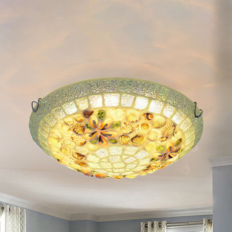 Tiffany Mosaic Shell Flush Mount Light