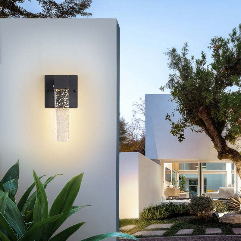 Minimalist Bubble Crystal Square LED Outdoor Wall Sconce — 220V-240V For UK/AU
