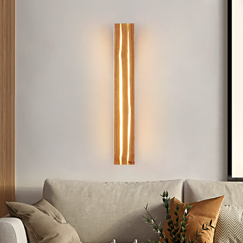 Japanese Wabi-Sabi Modern Linear Wood LED Sconce