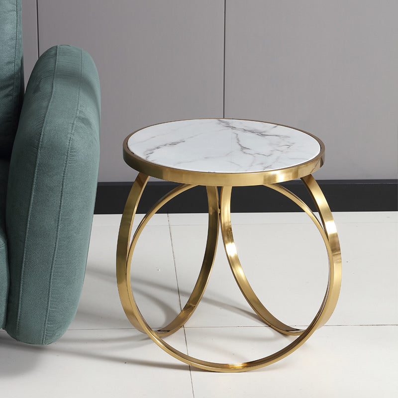 Modern Round Marble Titanium Steel Coffee Table