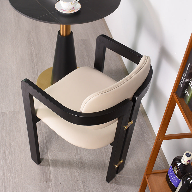 Chinese Ash Leather Elliptical Dining Chair