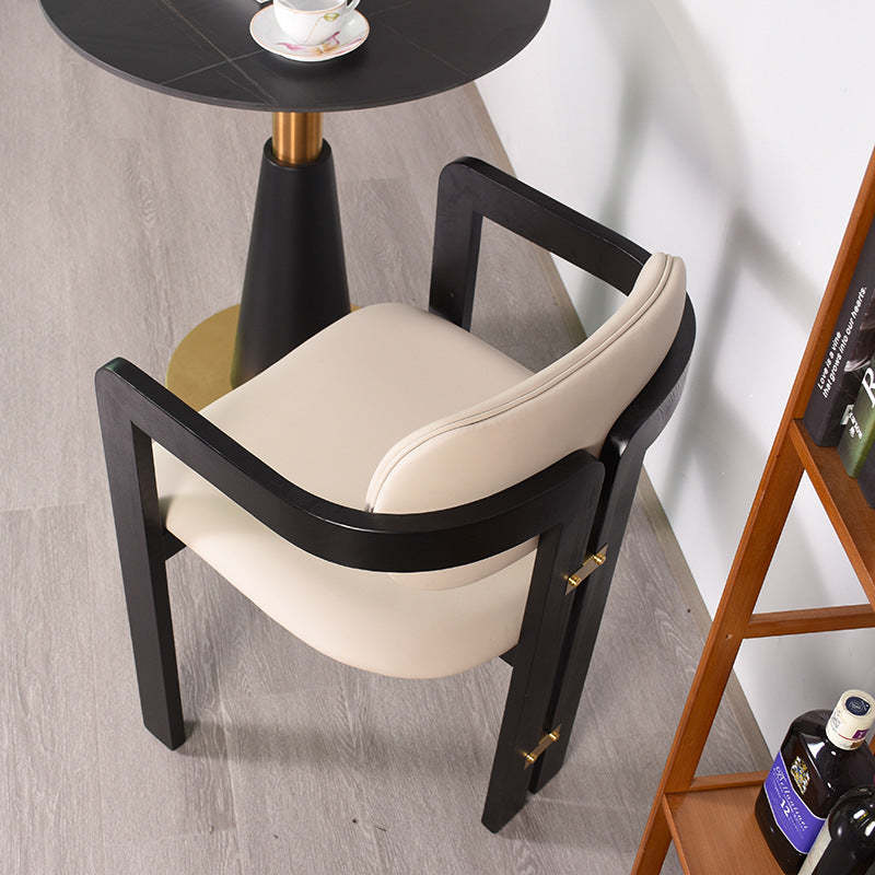 Chinese Ash Leather Elliptical Dining Chair
