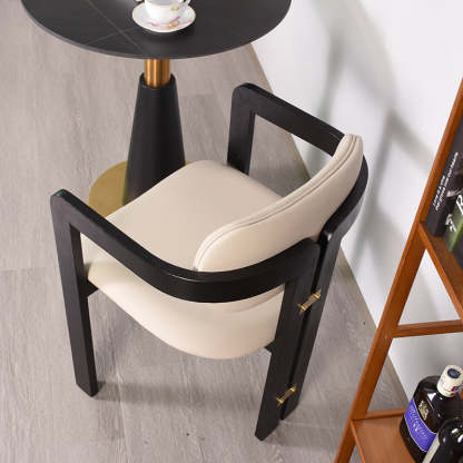Chinese Ash Leather Elliptical Dining Chair