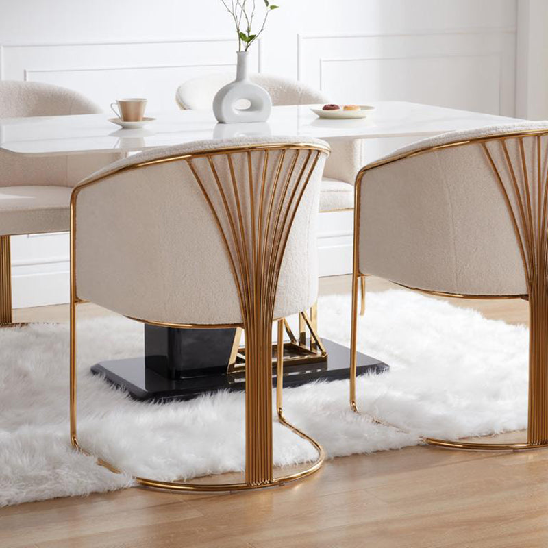 Modern Half-Round Curved Leather Metal Dining Chair