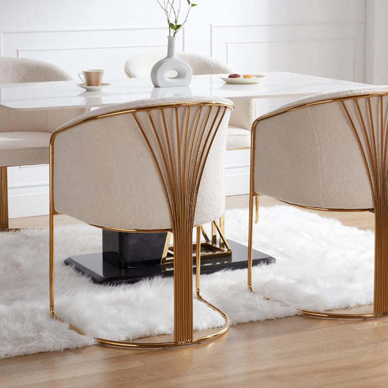 Modern Half-Round Curved Leather Metal Dining Chair