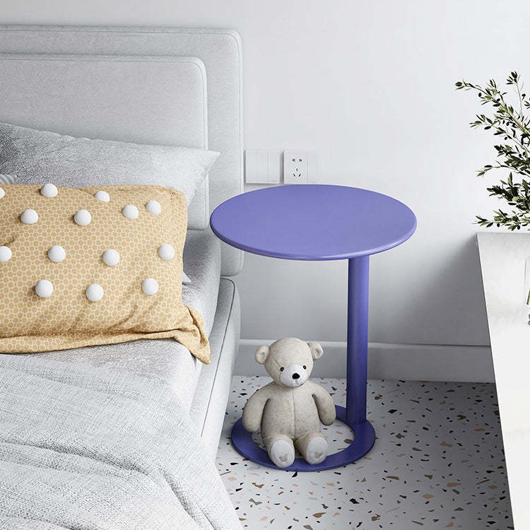 Minimalist Round Metal End Table — White