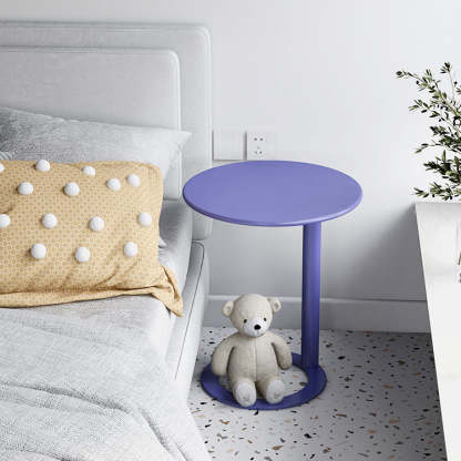 Minimalist Round Metal End Table — White