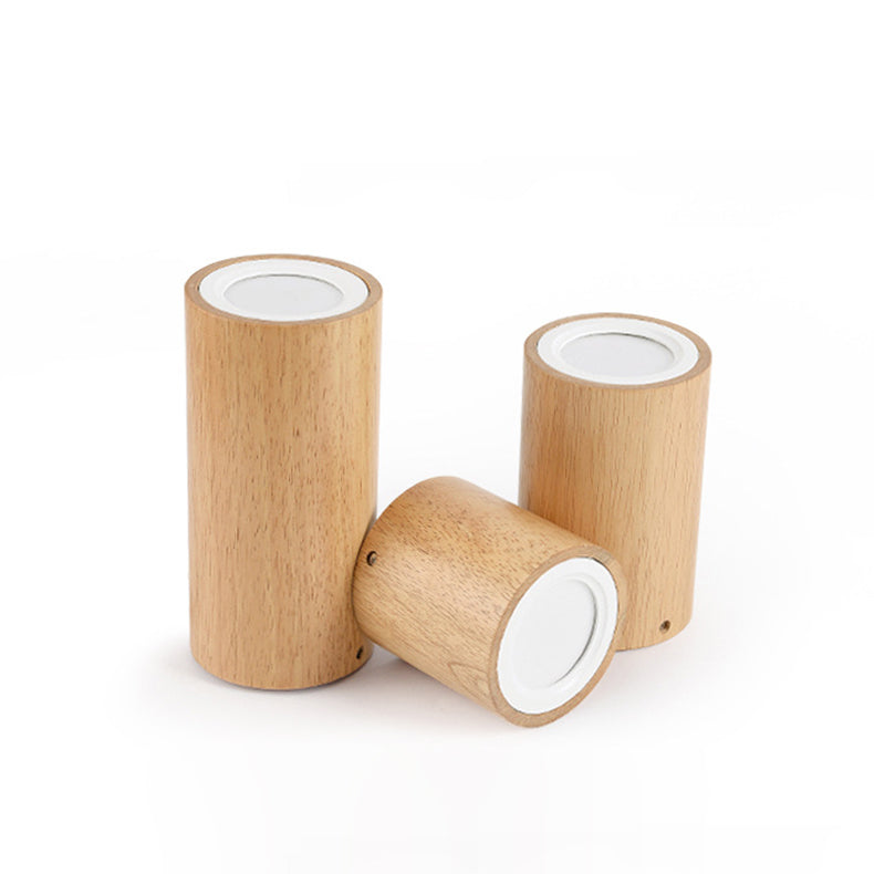 Creative tube flush mount lighting in wood — 3.94" H / Cylinder / Cool White (6000K)