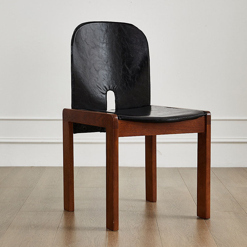 Vintage Curved Ash Wood Leather Dining Chair