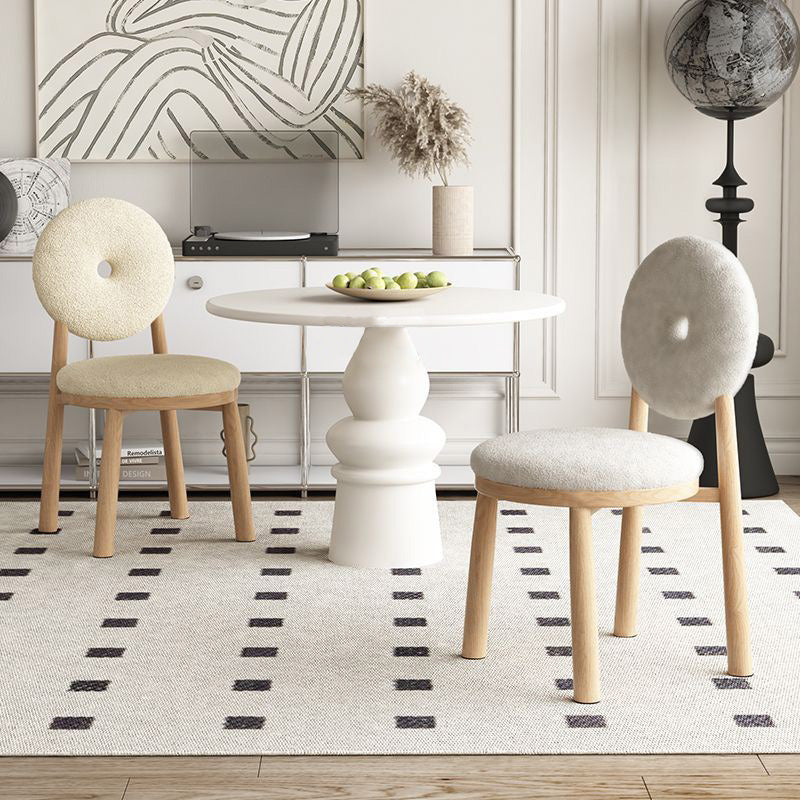 Scandinavian Lambswool Wood Iron Vanity Stool