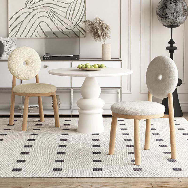Scandinavian Lambswool Wood Iron Vanity Stool